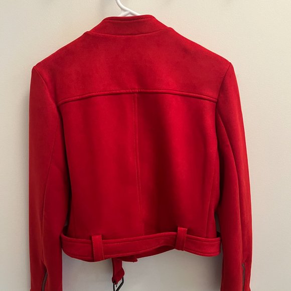 Banana Republic vegan suede red moto jacket - Picture 4 of 8